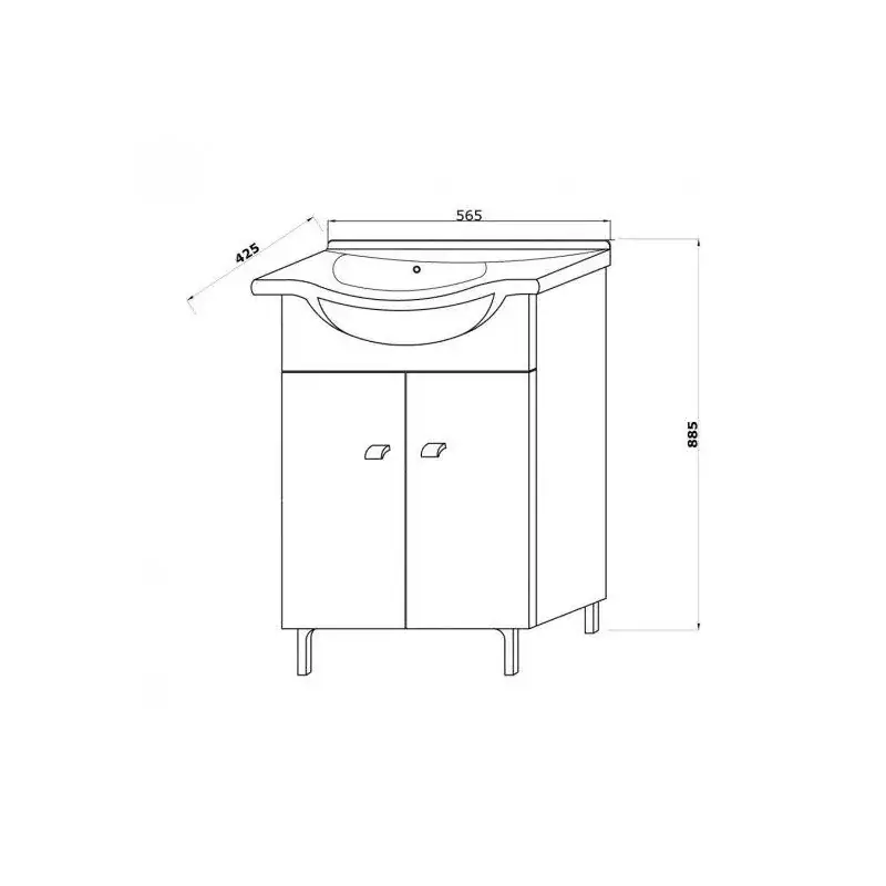 Baza cu 2 usi si lavoar 55 cm, Oglinda 52 cm cu polita si 2 spoturi LED Reducere
