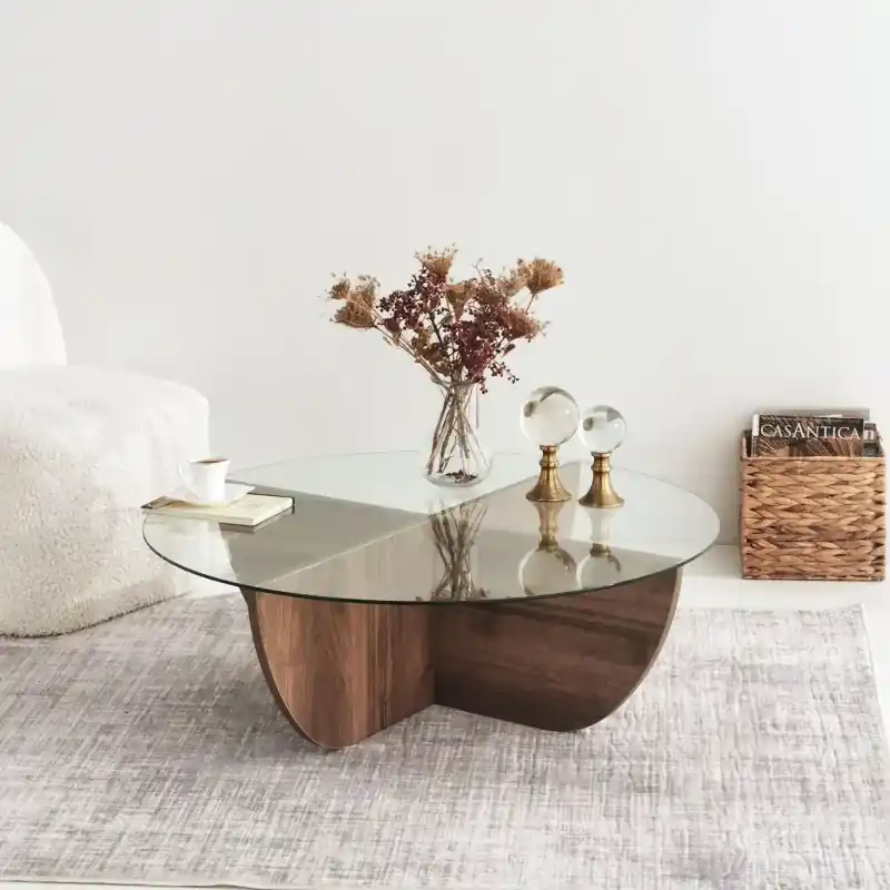 Bestseller Masa cafea cu sticla 90 X 30 X 90 Lily - Walnut