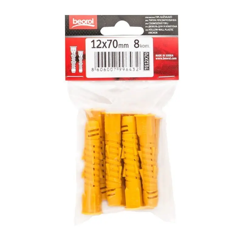 Ancora plastic, 12 x 70 mm, 8 bucati, Beorol Popular