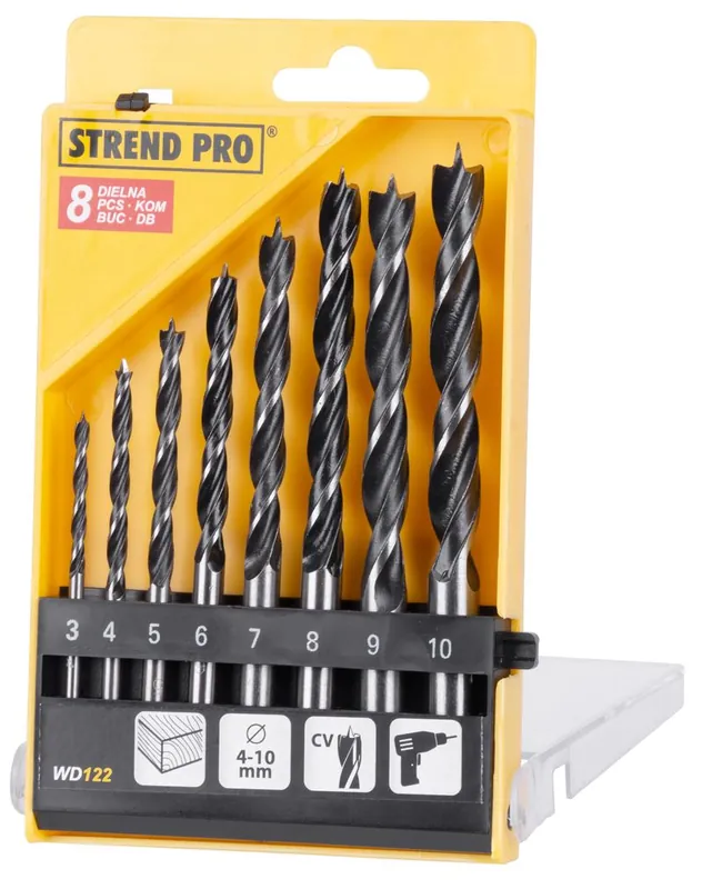 Burghiu lemn, set 8 bucati, 3-10 mm, Strend Pro Nu rata