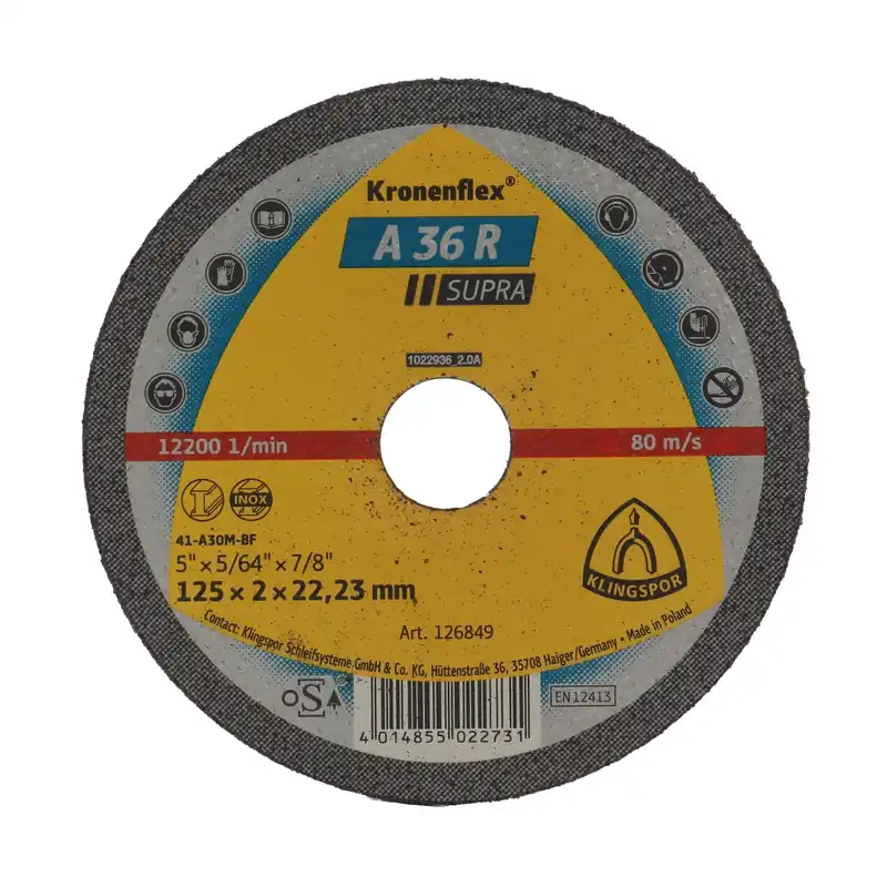 Disc debitare inox, 125 x 22.23 x 2 mm, A 36 R Supra, Klingspor Ofertă limitată