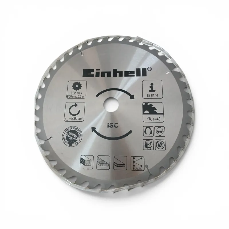 Promoție Pânză circulară cu vidia Einhell 315 x 30 x 3 mm, 40 dinți TCT, pentru lemn, PAL, MDF și plastic