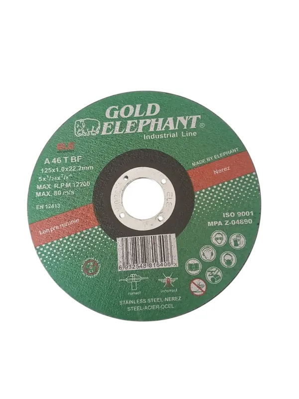 Disc de tăiere Gold Elephant 125×1.0x22.2 mm – pentru metal și inox, A46TBF Premium