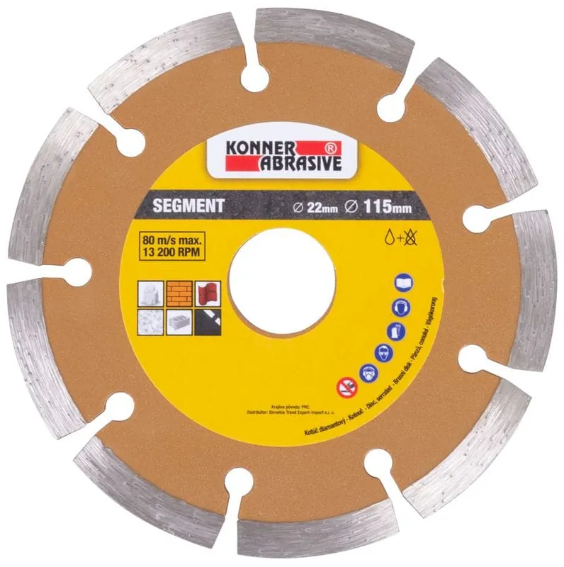Disc segmentat diamantat KONNER D71003 115 mm – tăiere umedă și uscată Reducere