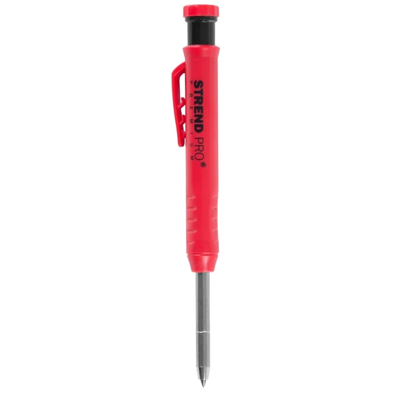 Ofertă exclusivă Creion marker de tâmplar cu ascuțitoare, cu clemă și vârf din oțel, Strend Pro Premium