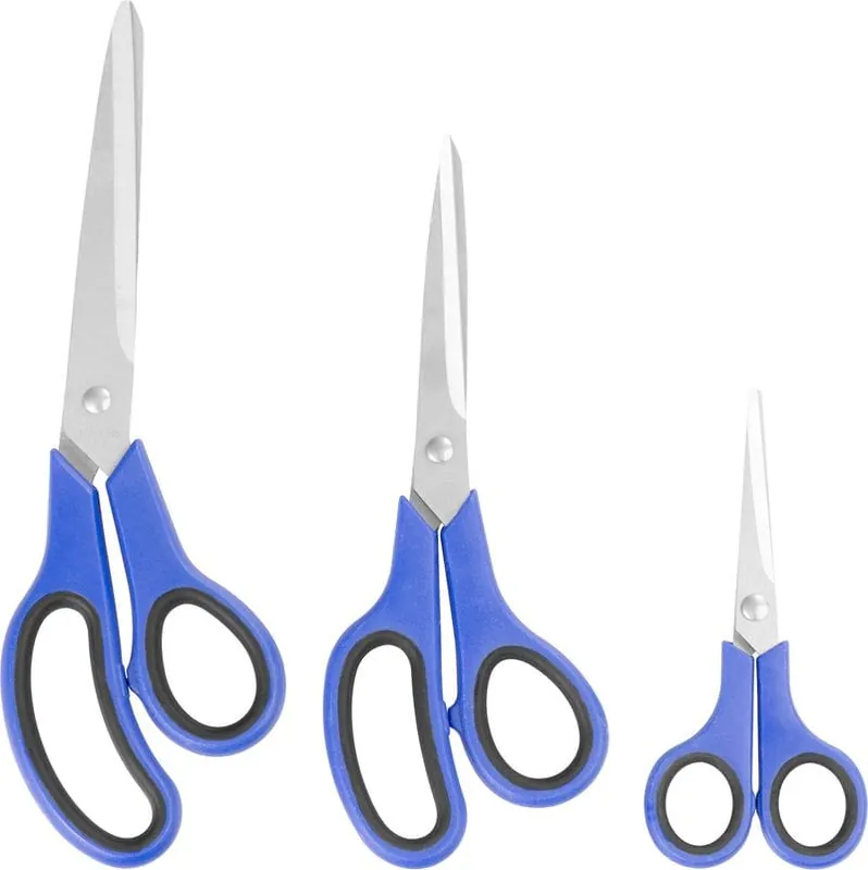 Cel mai vândut Set 3 foarfece birou HT6156 – 140 / 215 / 245 mm – tăiere precisă, uz zilnic