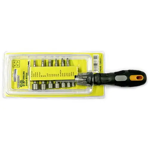 Set biti si chei tubulare, 19 buc, PL-3, 5.5, 6.5mm/PH0, PH1, PH2 TRX T10, T15, Strend Tools Retur ușor