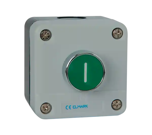 Buton cu arc de revenire, BP102, 1NO, IP65, verde, Elmark Reduceri
