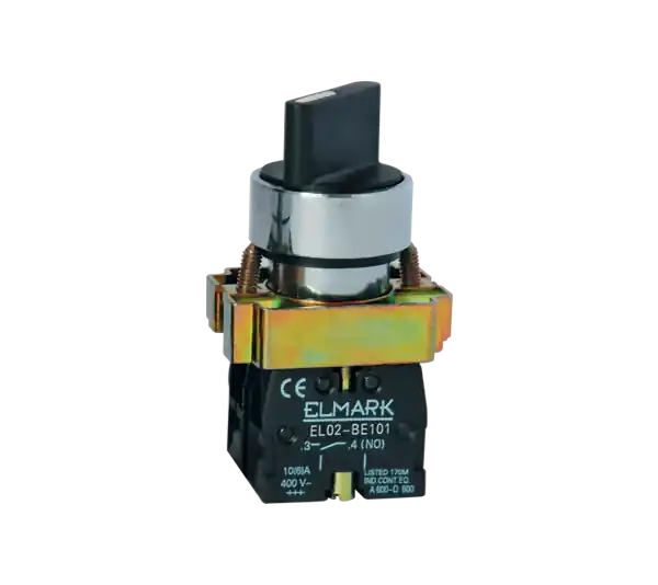 Buton selector 2 pozitii, BD21, 1NO, negru, Elmark Livrare expres