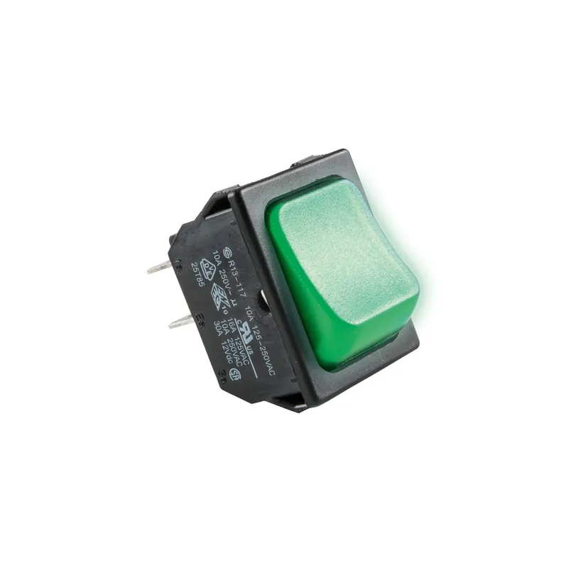Bestseller Comutator basculant cu bec, 250 V, 2 circuite, verde