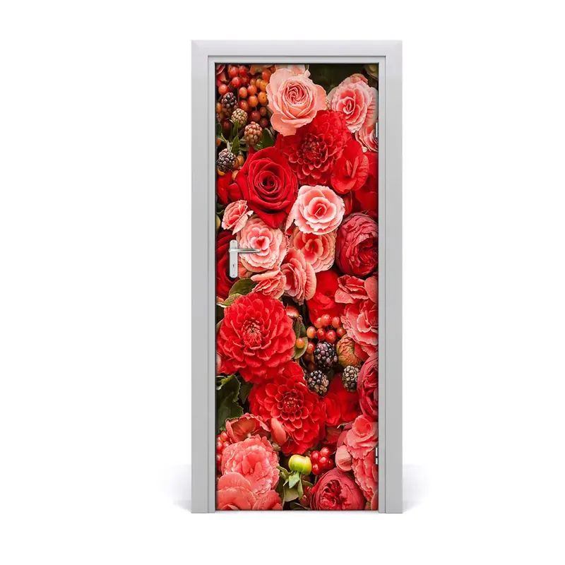 Autocolant pentru uși Buchet de flori de trandafiri Retur gratuit