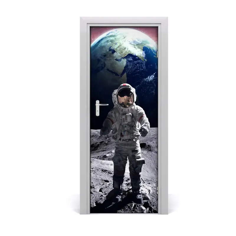 Autocolant pentru uși Astronaut pe fundalul Pământului Retur ușor