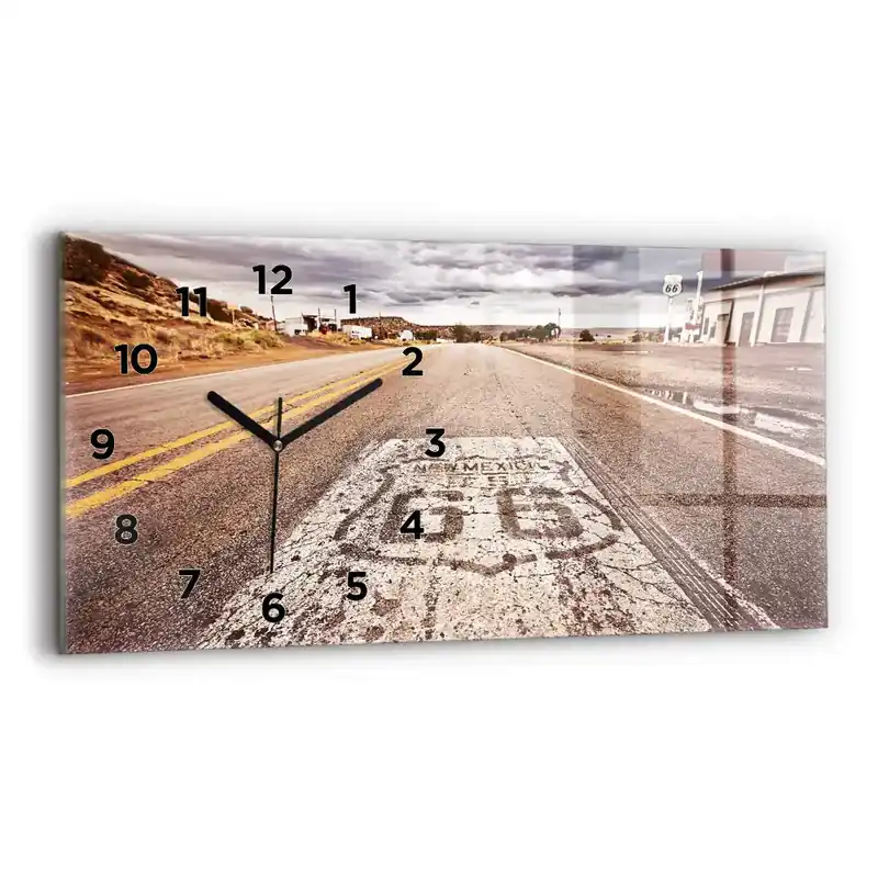 Bestseller Ceas perete din sticlă orizontale Route 66 SUA
