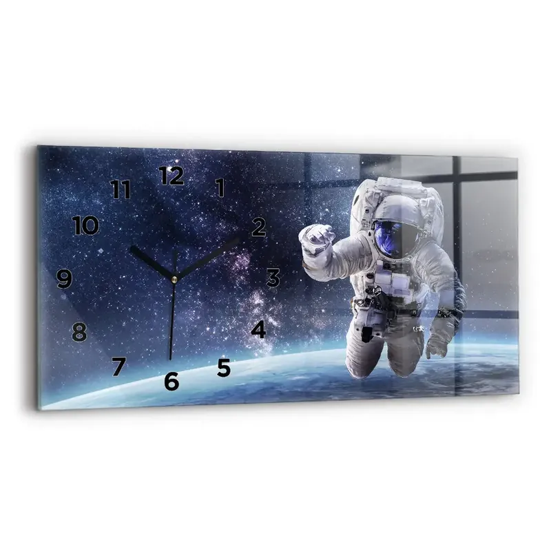 Calitate înaltă Ceas orizontale de perete din sticlă Astronaut