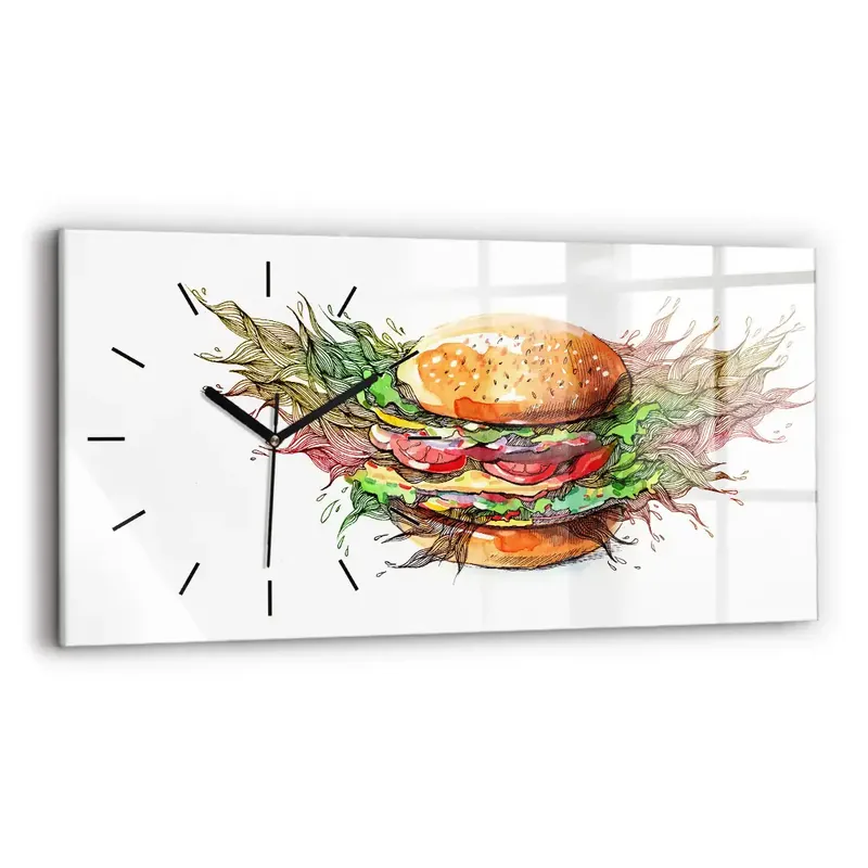 Calitate înaltă Ceas de sticlă pe perete orizontale Burger cu brânză XXL
