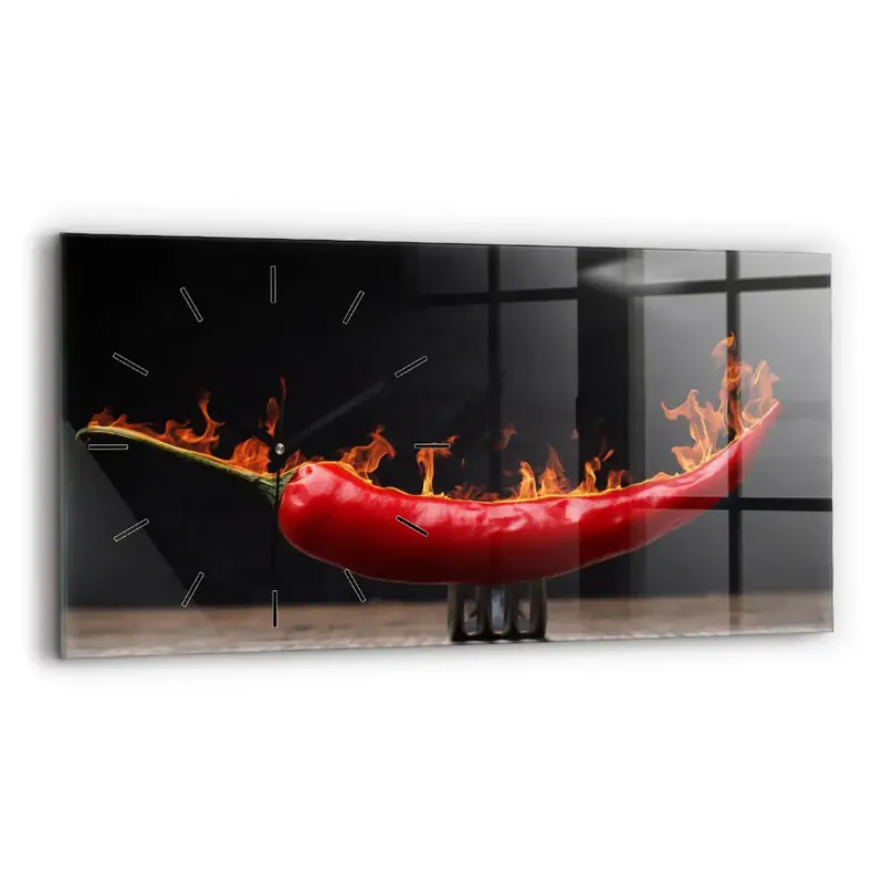 Bestseller Ceas perete din sticlă orizontale Ardei pepperoni