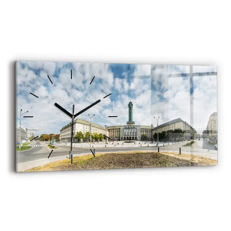 Bestseller Ceas de sticlă pe perete orizontale Panorama orasului Ostrava