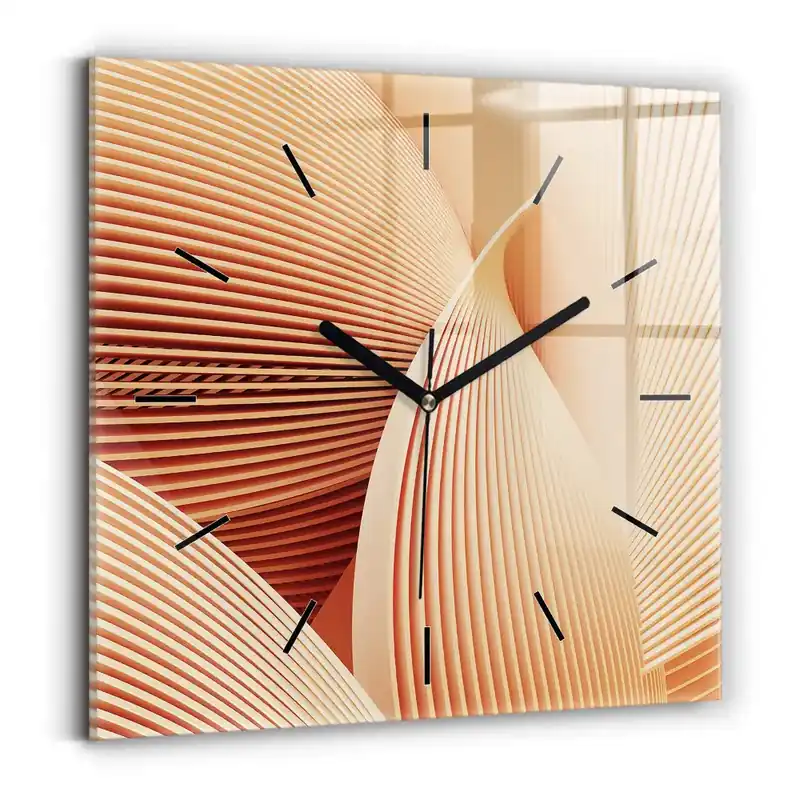Bestseller Ceas de sticlă pe perete pătrat Model de val abstract
