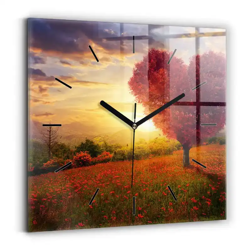Bestseller Ceas perete din sticlă pătrat Arborele inimii iubirii