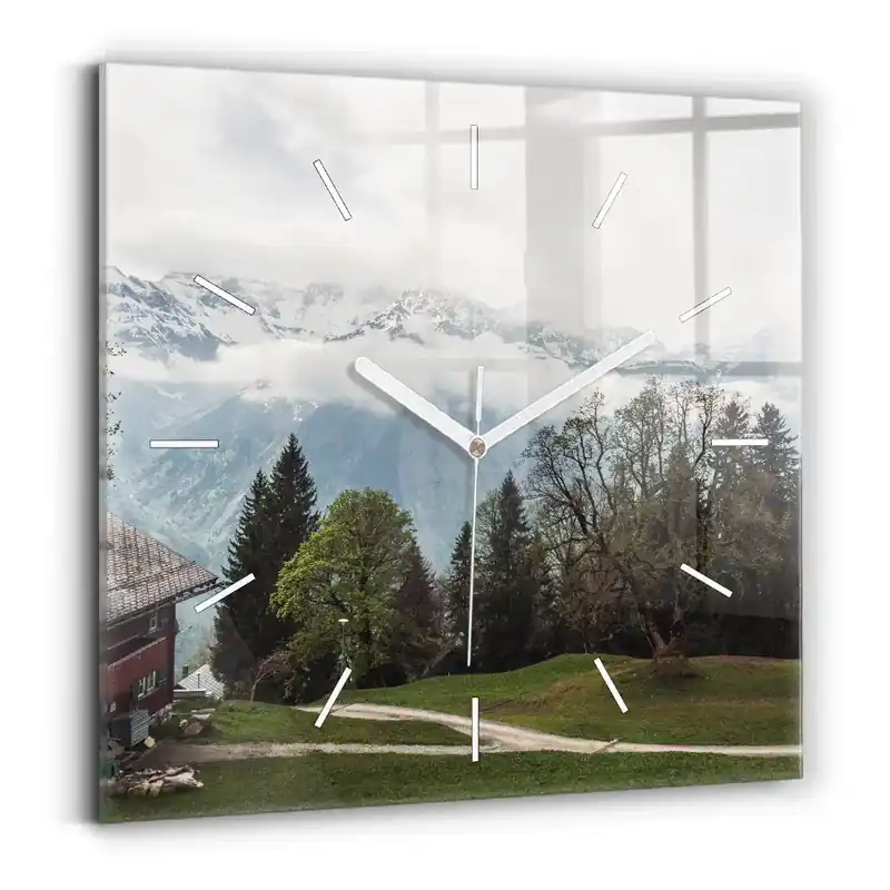 Bestseller Ceas din sticlă pătrat Vedere la munte