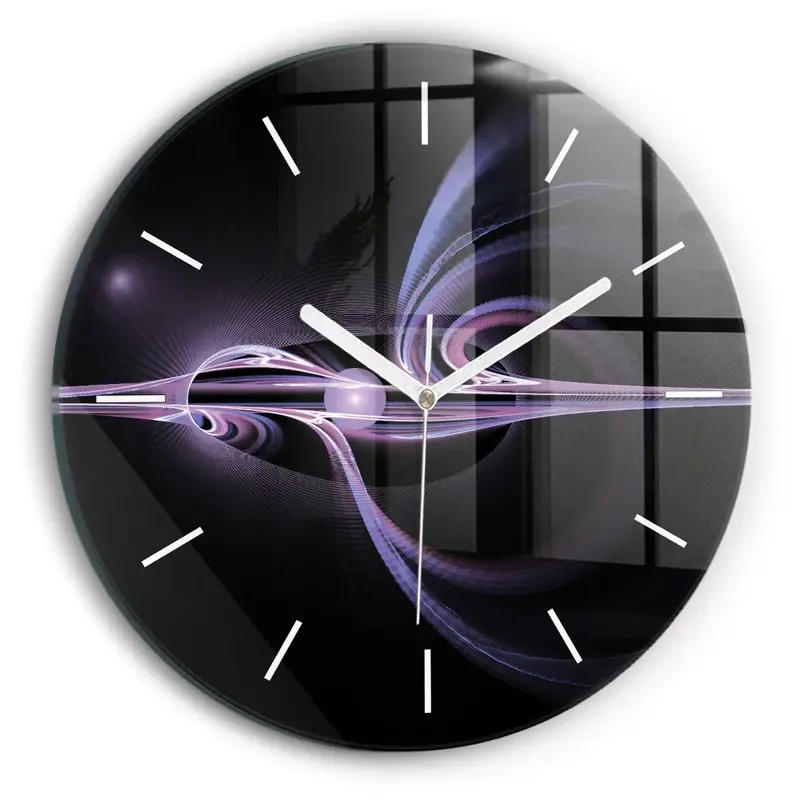Bestseller Ceas rotund de perete din sticlă Abstracție violet