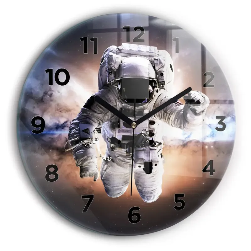 Astronaut în spațiu Ceas perete din sticlă rotund Preț promoțional