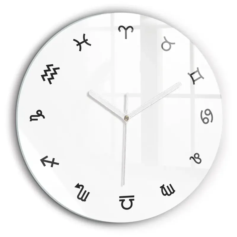 Bestseller Ceas de sticlă pe perete rotund Minimalistyczne zodiaki
