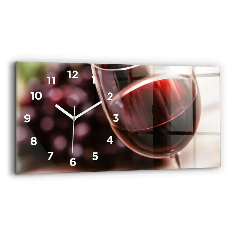 Calitate înaltă Ceas de sticlă pe perete orizontale Un pahar de vin roșu