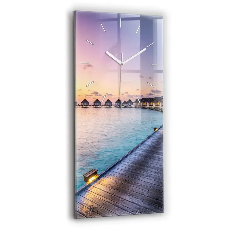 Bestseller Ceas de sticlă pe perete vertical Apus De Soare Din Maldive
