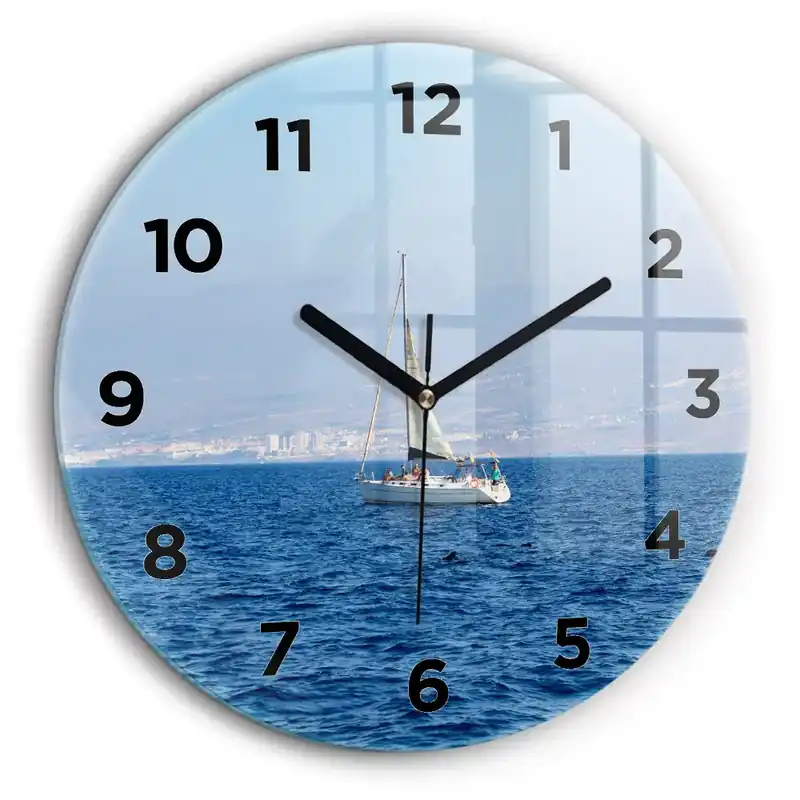 Yacht în Tenerife Ceas perete din sticlă rotund Retur ușor