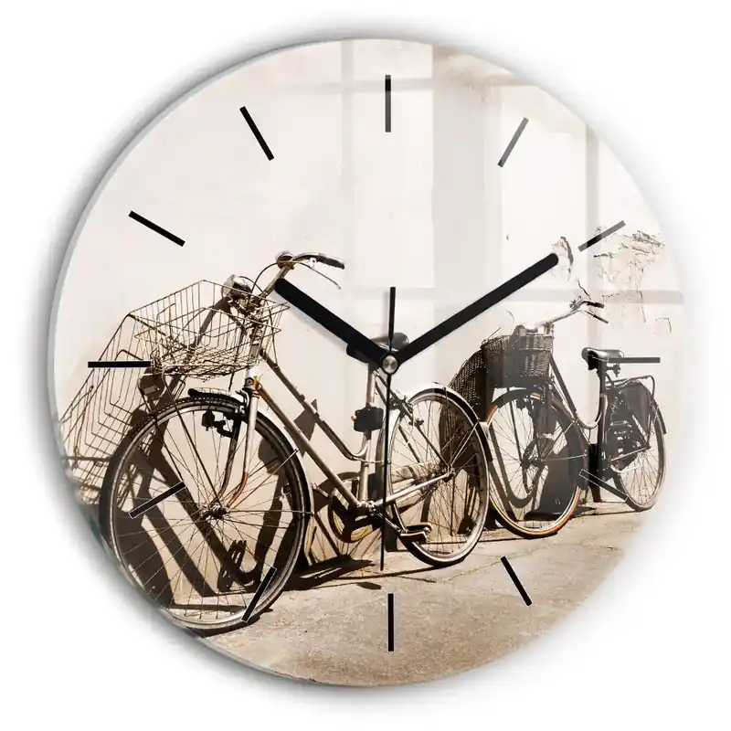 bicicleta italiană Ceas de sticlă pe perete rotund Discount