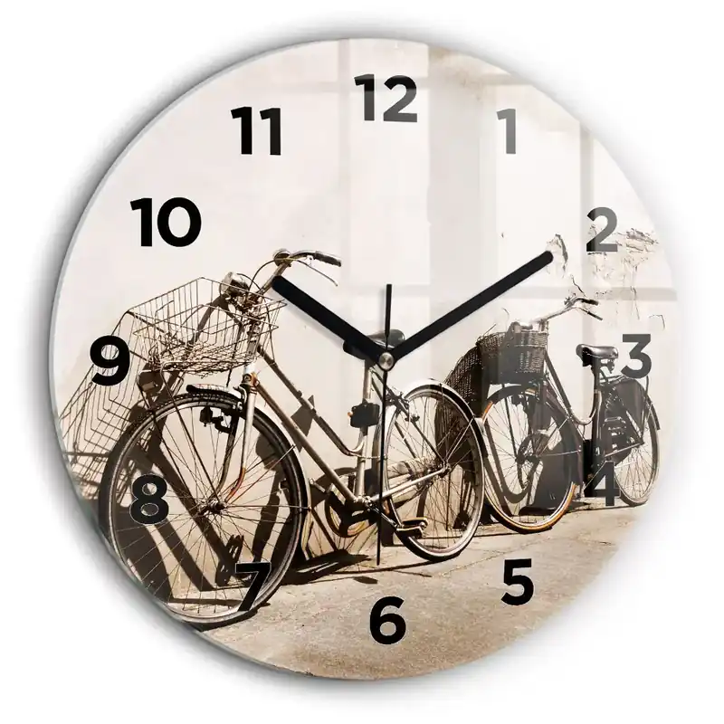 bicicleta italiană Ceas de sticlă pe perete rotund Preț mic