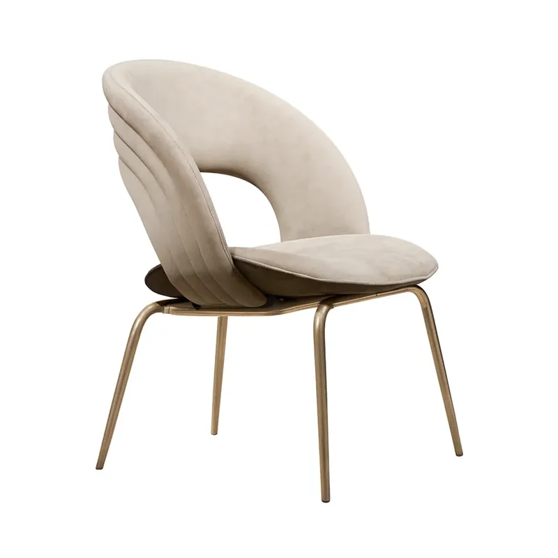 Vezi acum SCAUN DINING MORAZO CATIFEA CREM + METAL AURIU