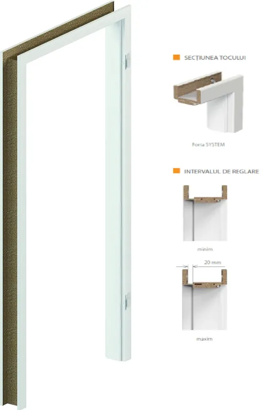 Discount TOC REGLABIL PORTA SYSTEM, LEMN, 95-115MM, LACUIT CASMIR MAT, DREAPTA 80
