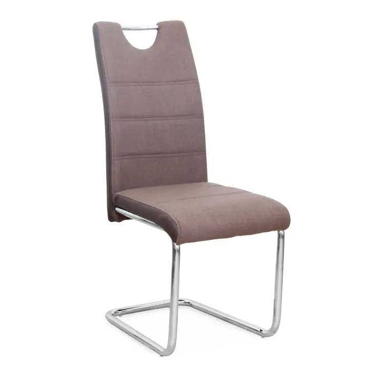 Retur ușor Scaun, material textil maro/piele ecologică maro/crom, IZMA