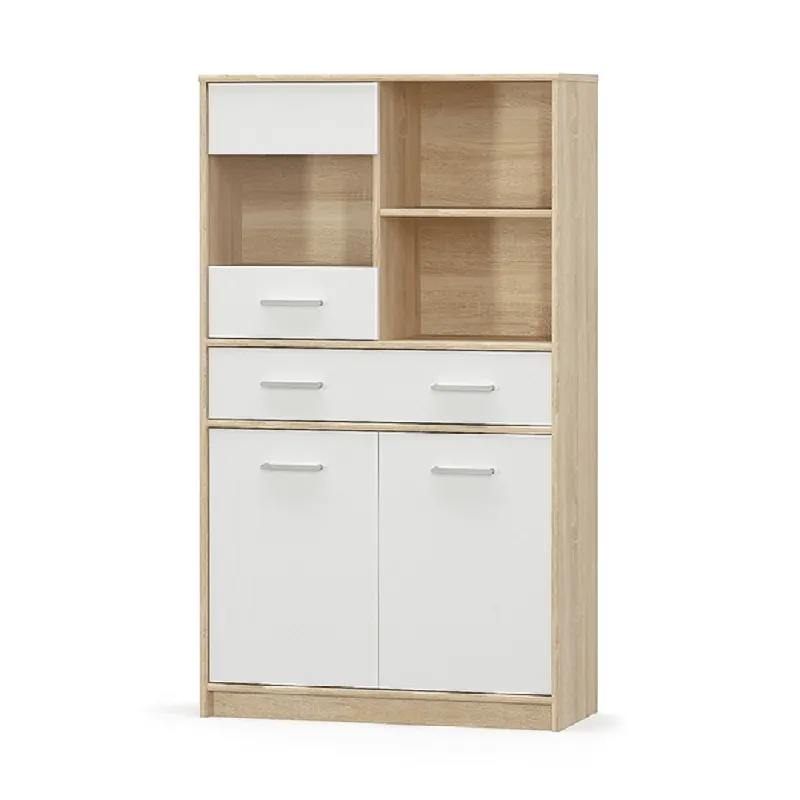 Vitrină 2D1W1S/80, alb/stejar sonoma, TEYO Premium